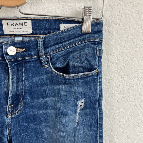 Frame Denim Le High Skinny Walgrove Distressed Jeans Raw Hem Knee Rips - Picture 4 of 10